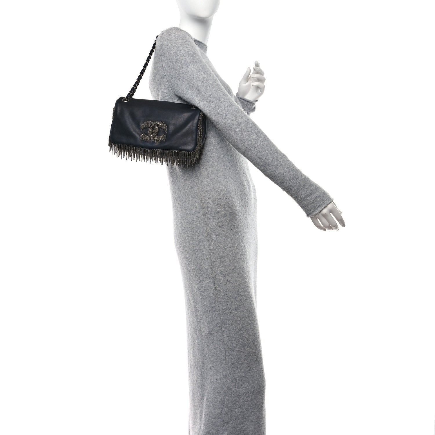 Chanel Lambskin Rock And Cabaret Chain Fringe Flap Black 2 of 11
