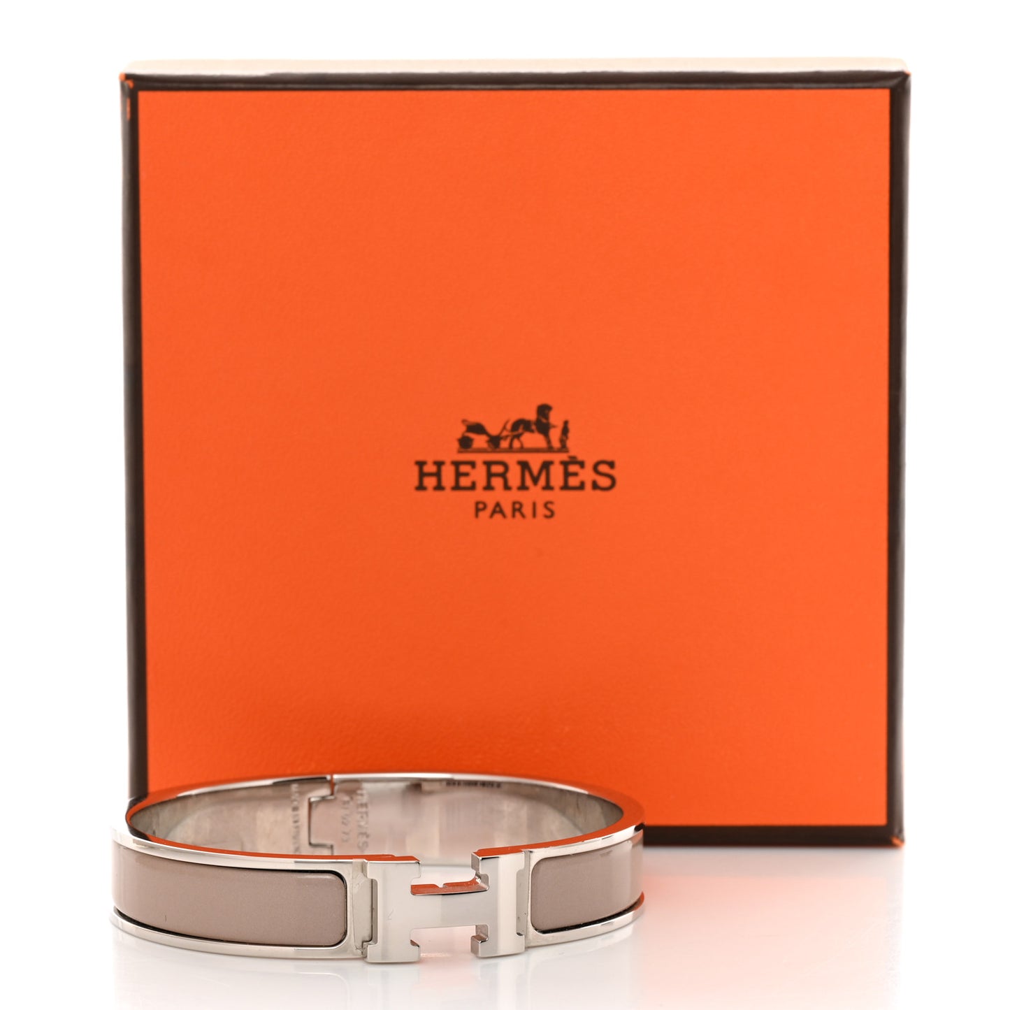 Enamel Narrow Clic Clac H Bracelet GM Marron Glace