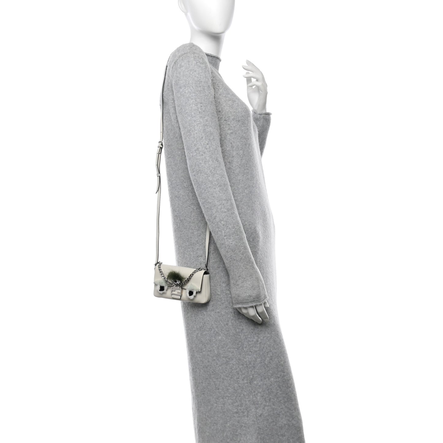 Nappa Rabbit Fox Fur Micro Buggie Baguette White Nirvana Black