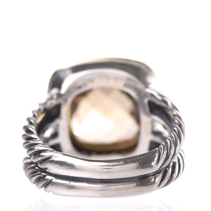 David Yurman Sterling Silver 18K Yellow Gold Diamond Smoky Quartz 11mm Albion Ring 54 7 4 of 5