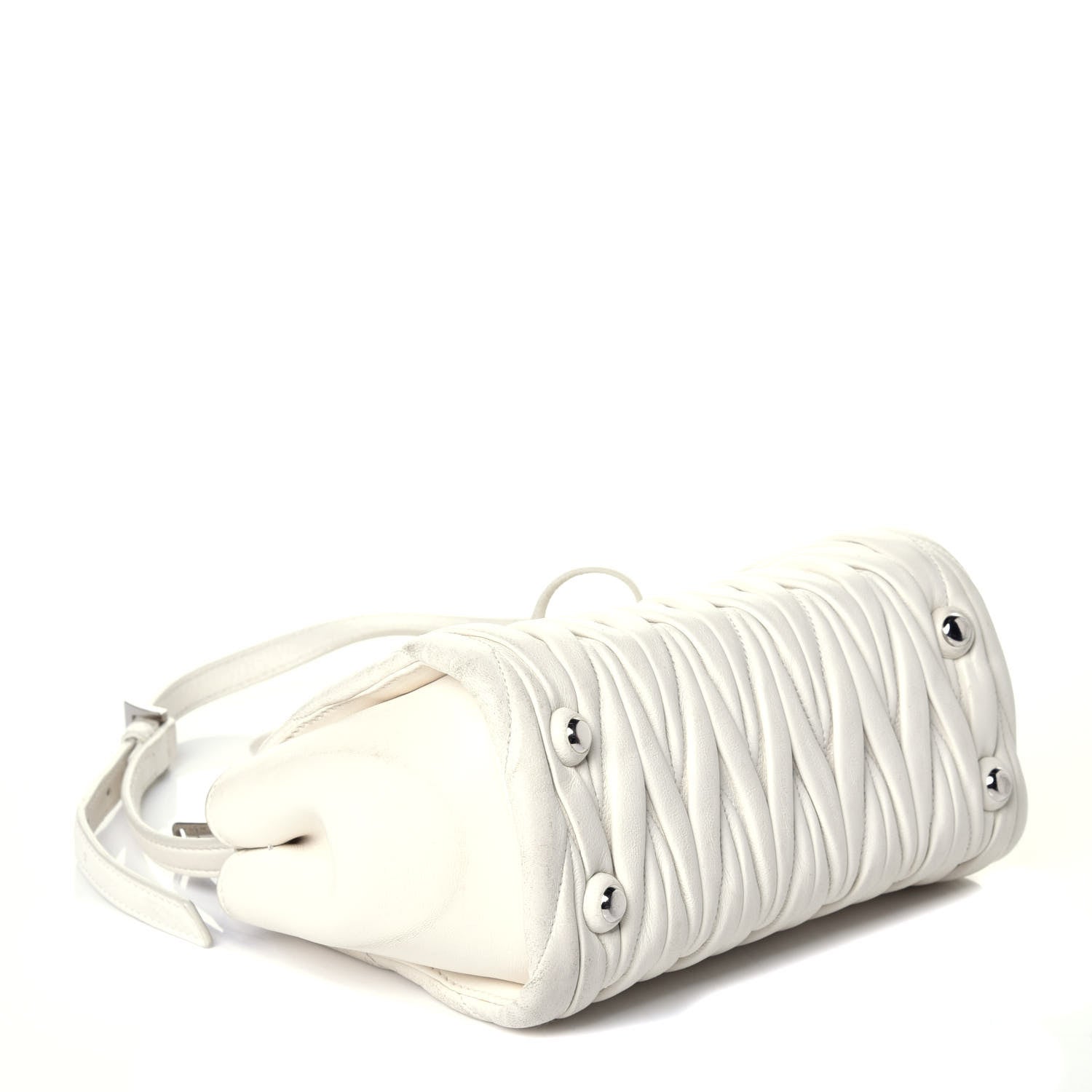 Miu Miu Nappa Matelasse Lux Mini Crossbody Tote Bianco 4 of 9