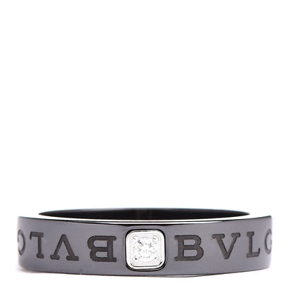 Bulgari 18K White Gold Ceramic Diamond B.Zero1 Essential Band Ring 65/11 Black 1 of 6