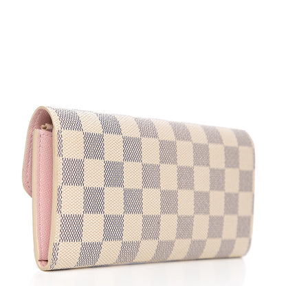 Louis Vuitton Damier Azur Emilie Wallet Rose Ballerine 2 of 6