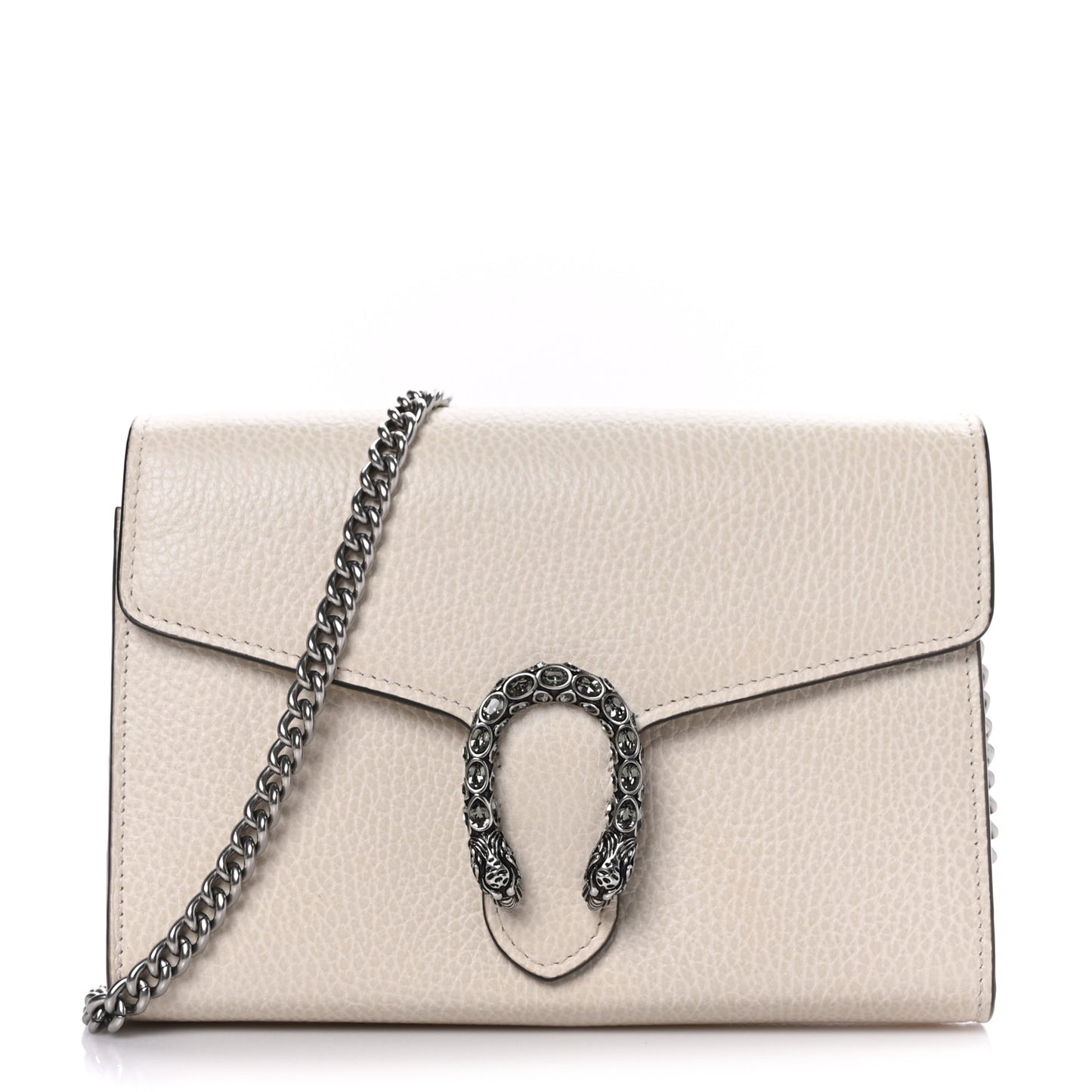 Dollar Calfskin Mini Dionysus Chain Wallet Mystic White