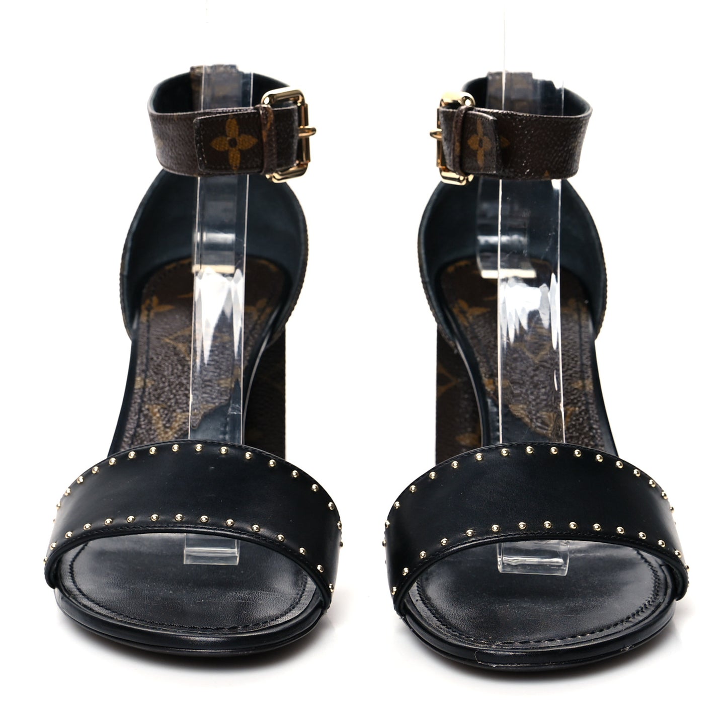 Leather Monogram Silhouette Sandals 38 Black