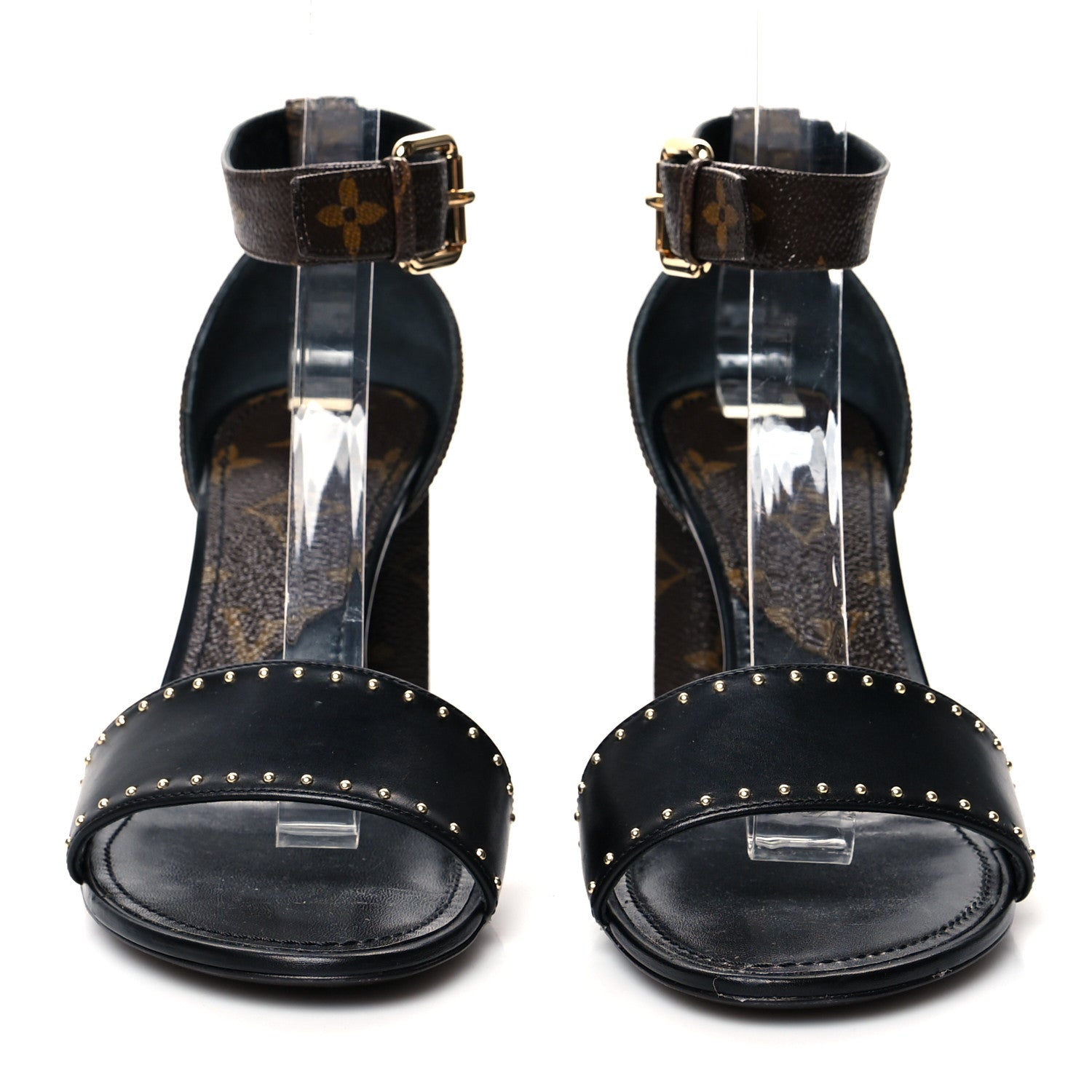 Louis Vuitton Leather Monogram Silhouette Sandals 38 Black 2 of 9