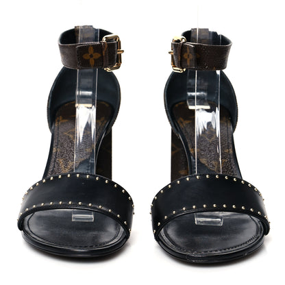 Louis Vuitton Leather Monogram Silhouette Sandals 38 Black 2 of 9