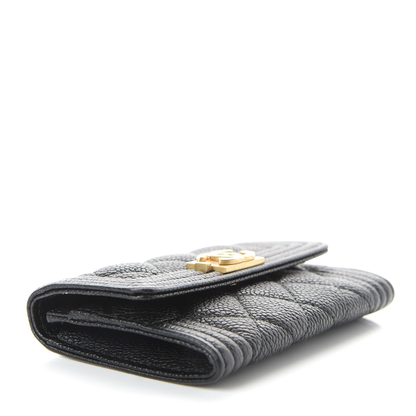Caviar Quilted Boy Flap Card Holder Black