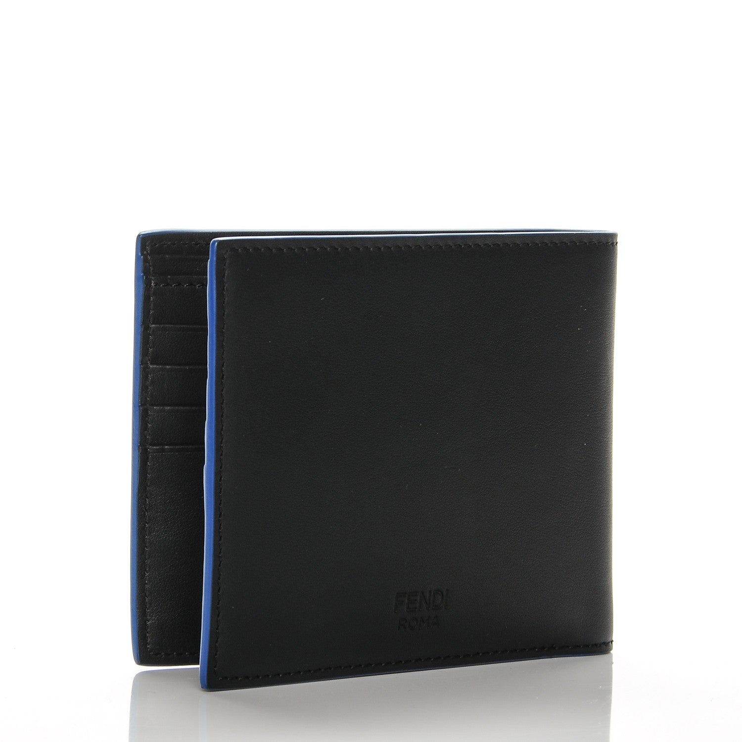 Fendi Vitello Century Face No Words Monochrome Bi-Fold Wallet Black 3 of 6