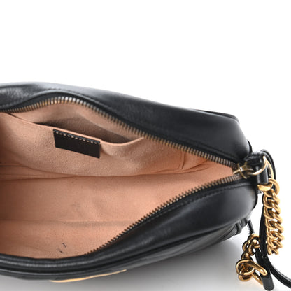 Gucci Calfskin Matelasse Small GG Marmont Chain Shoulder Bag Black 5 of 11