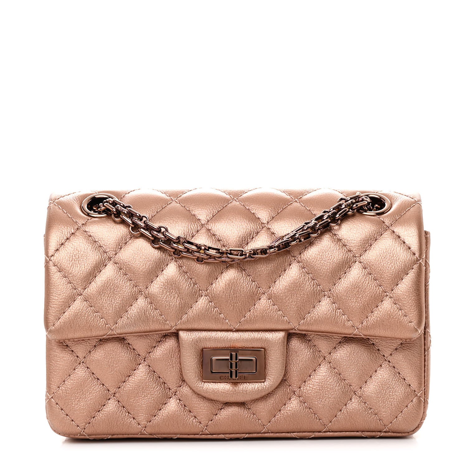 Chanel Metallic Grained Calfskin Quilted 2.55 Reissue Mini Flap Copper Pink 1 of 12
