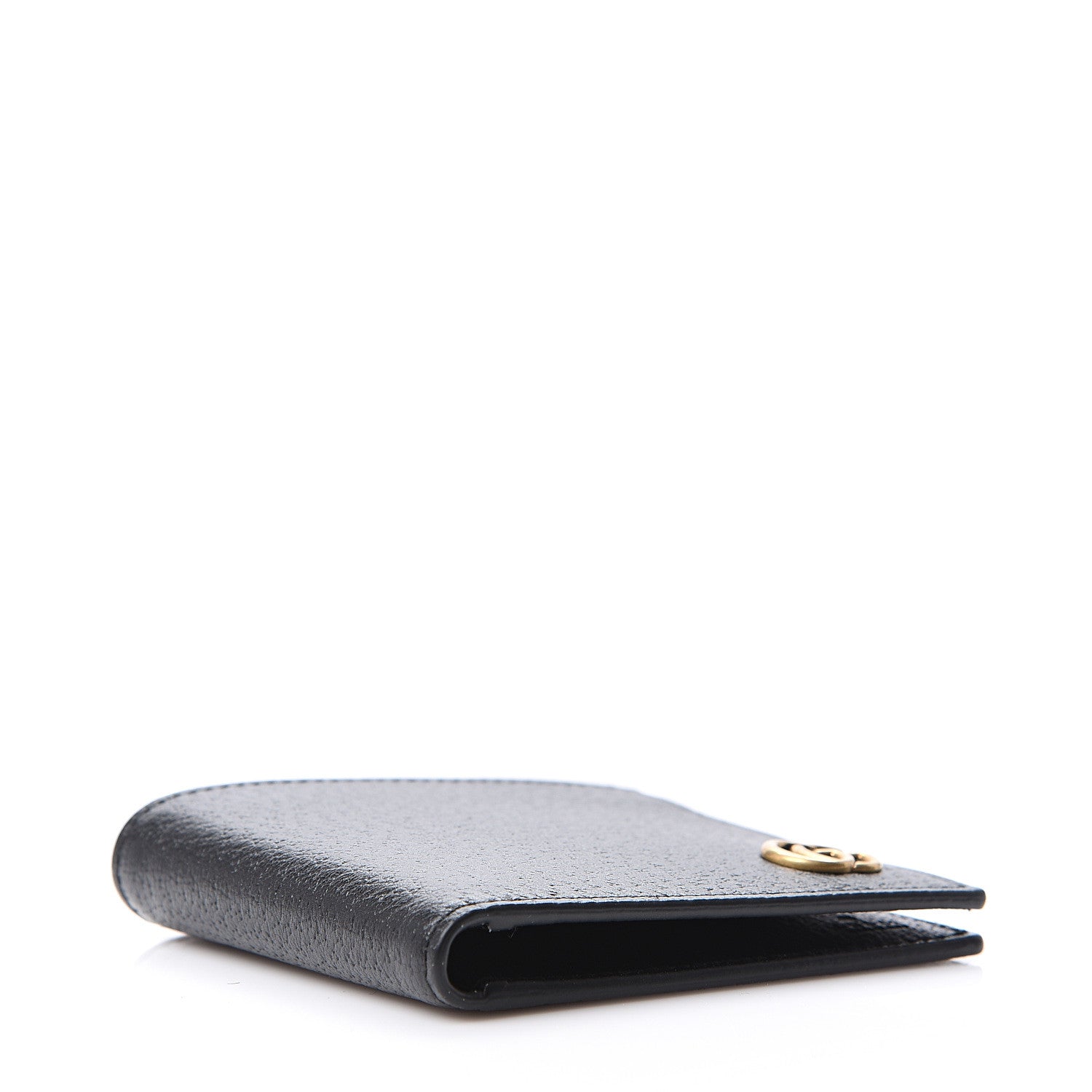 Gucci Calfskin Boar Effect GG Marmont Bi-Fold Wallet Black 3 of 7