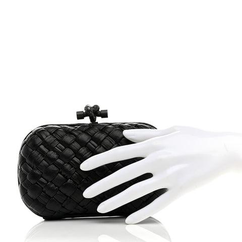 Nappa Intrecciato Knot Clutch Black