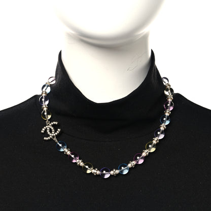 Chanel Metal Glass Pearl Strass Beaded CC Necklace Gold Pearly White Multicolor 2 of 5