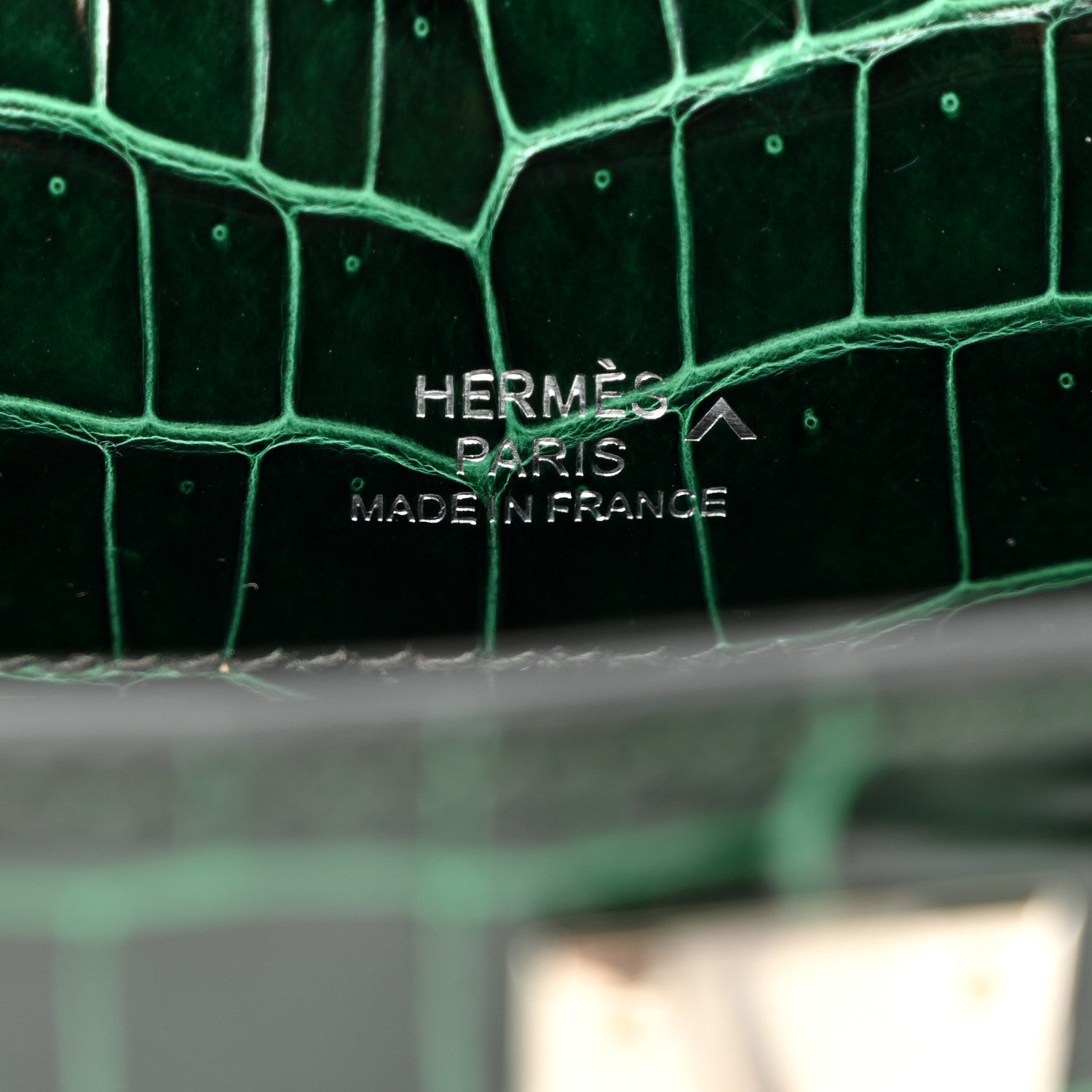 Hermes Shiny Porosus Crocodile Kelly Pochette Vert Cypress 6 of 19