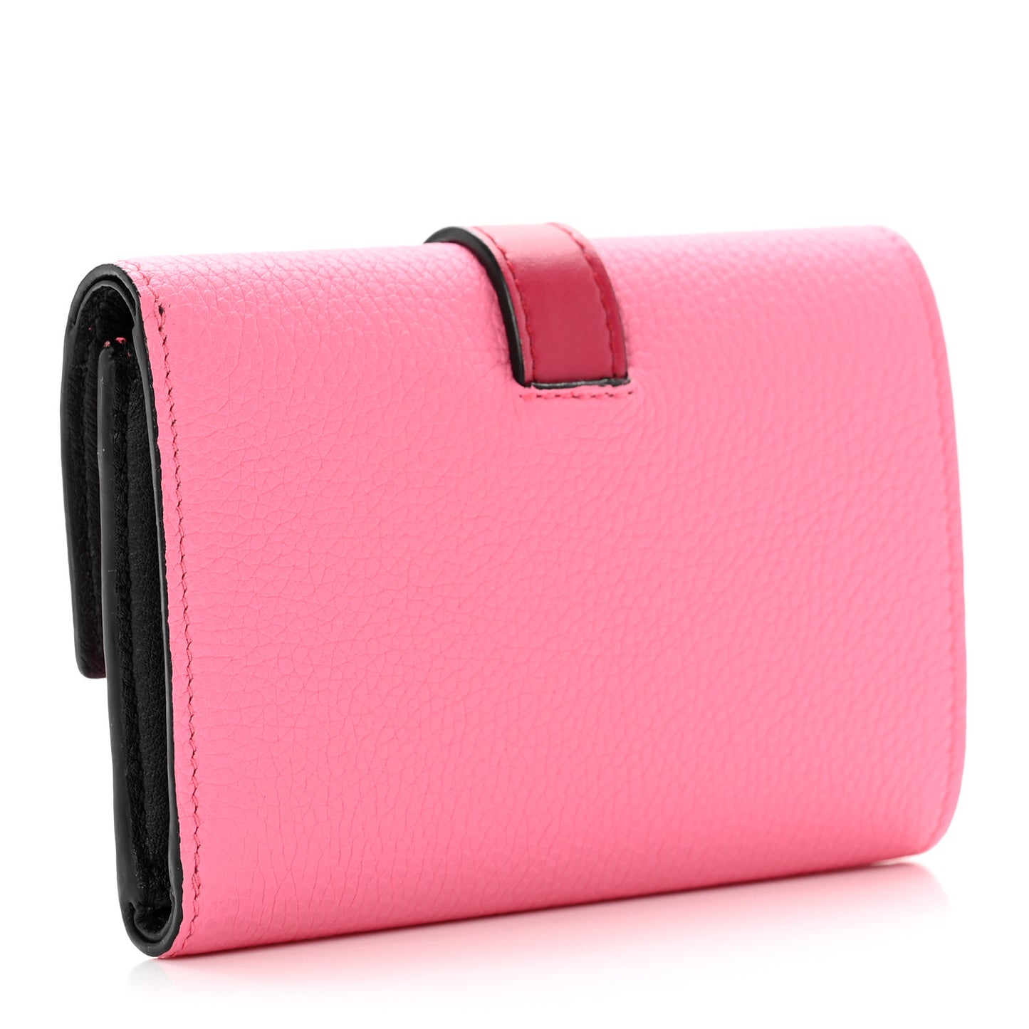 Grained Calfskin Small Vertical Wallet Wild Rose Raspberry