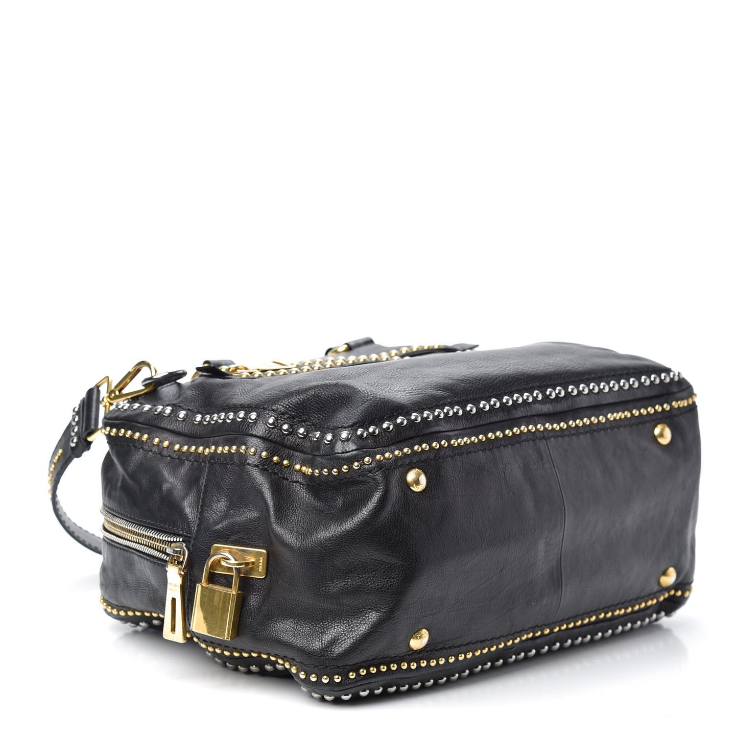 Glace Calfskin Studded Tote Black