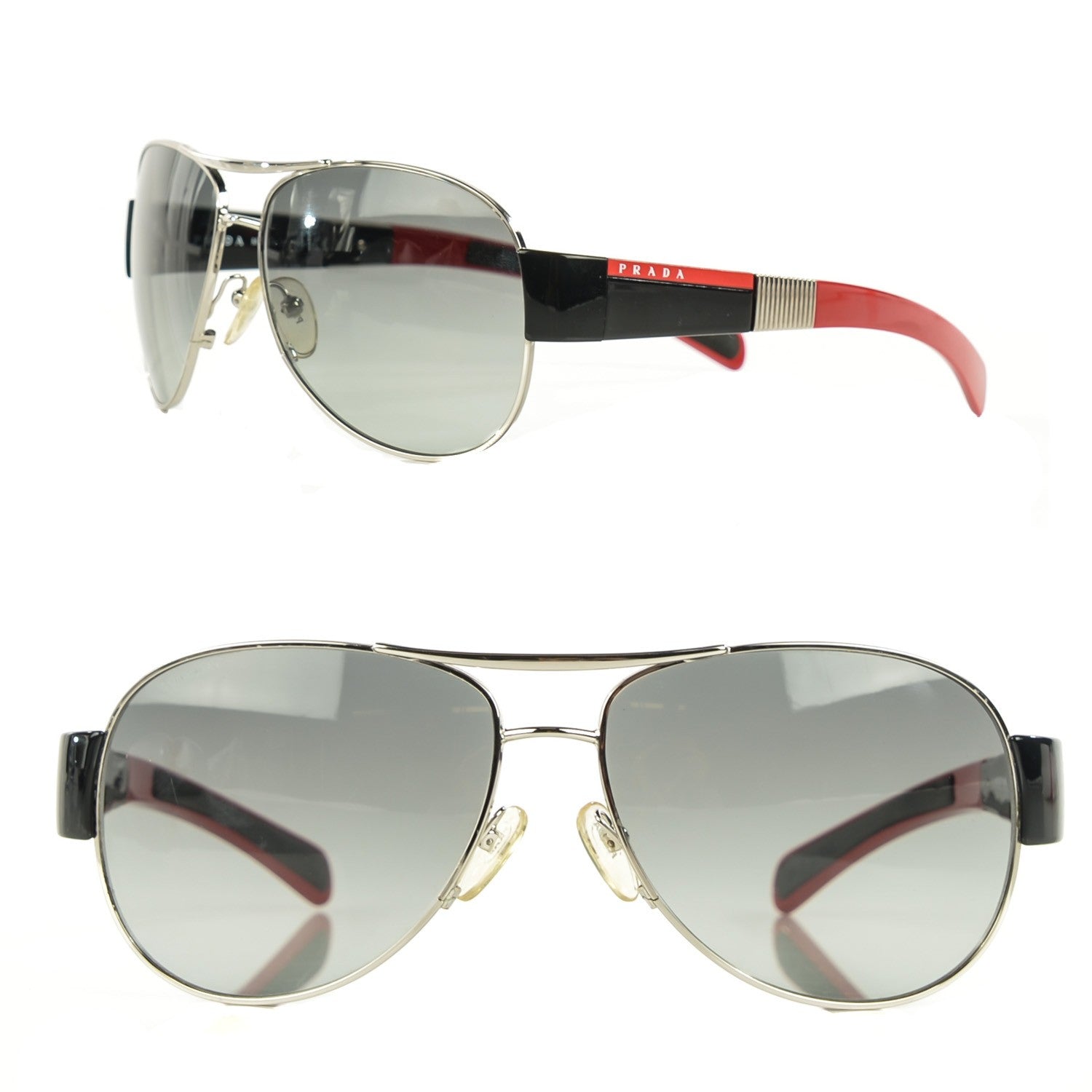 Prada Linea Rossa Aviator Sunglasses SPS 51H Black Red 1 of 5