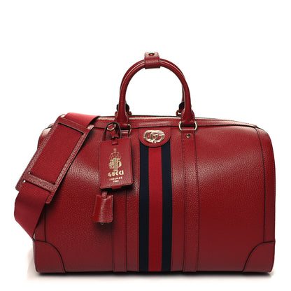 Gucci Textured Dollar Calfskin Web Medium Savoy Duffle Bag Red 1 of 11