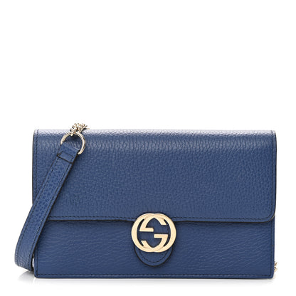 Gucci Dollar Calfskin Interlocking G Chain Wallet Caspian 1 of 15