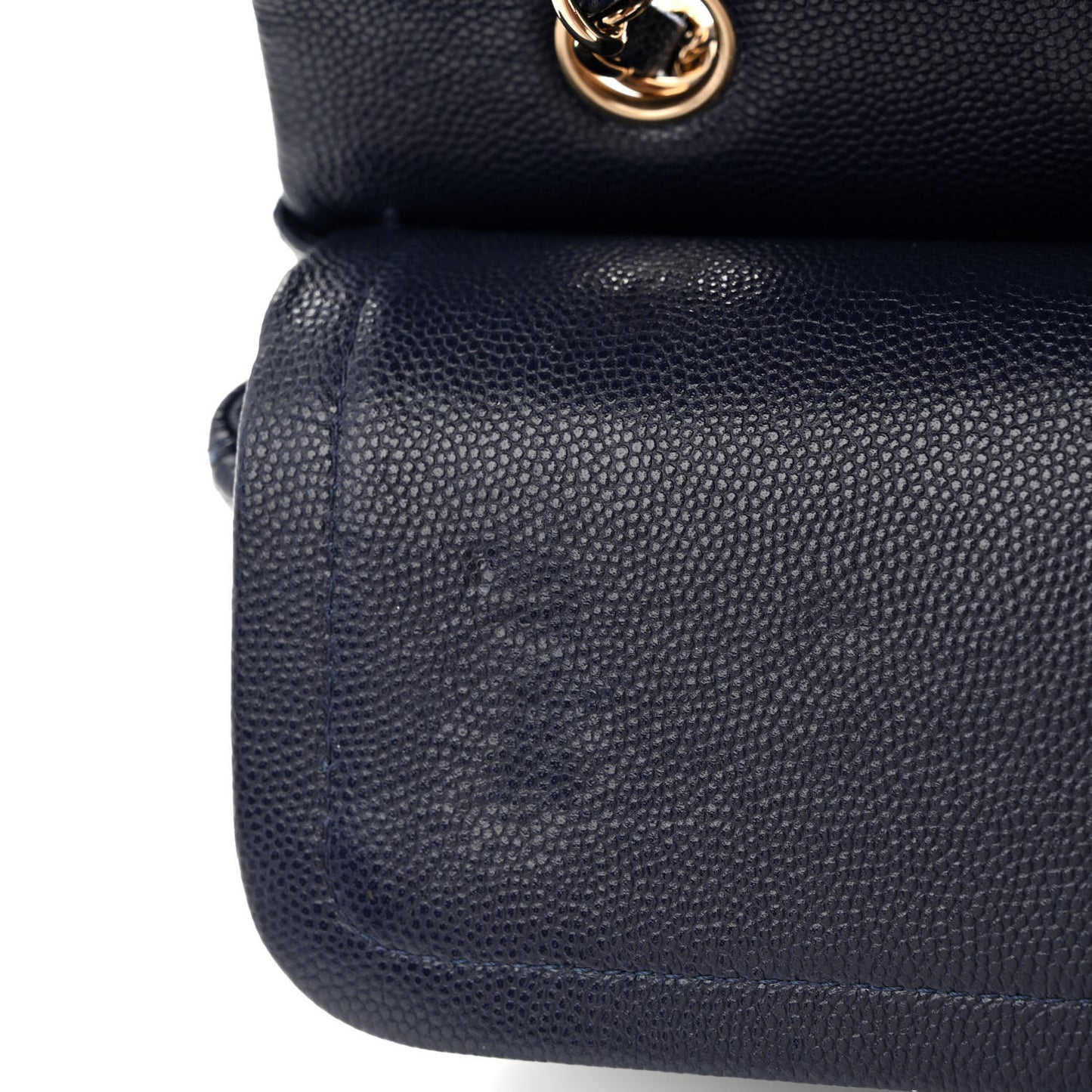 Caviar Quilted Medium Double Flap Navy