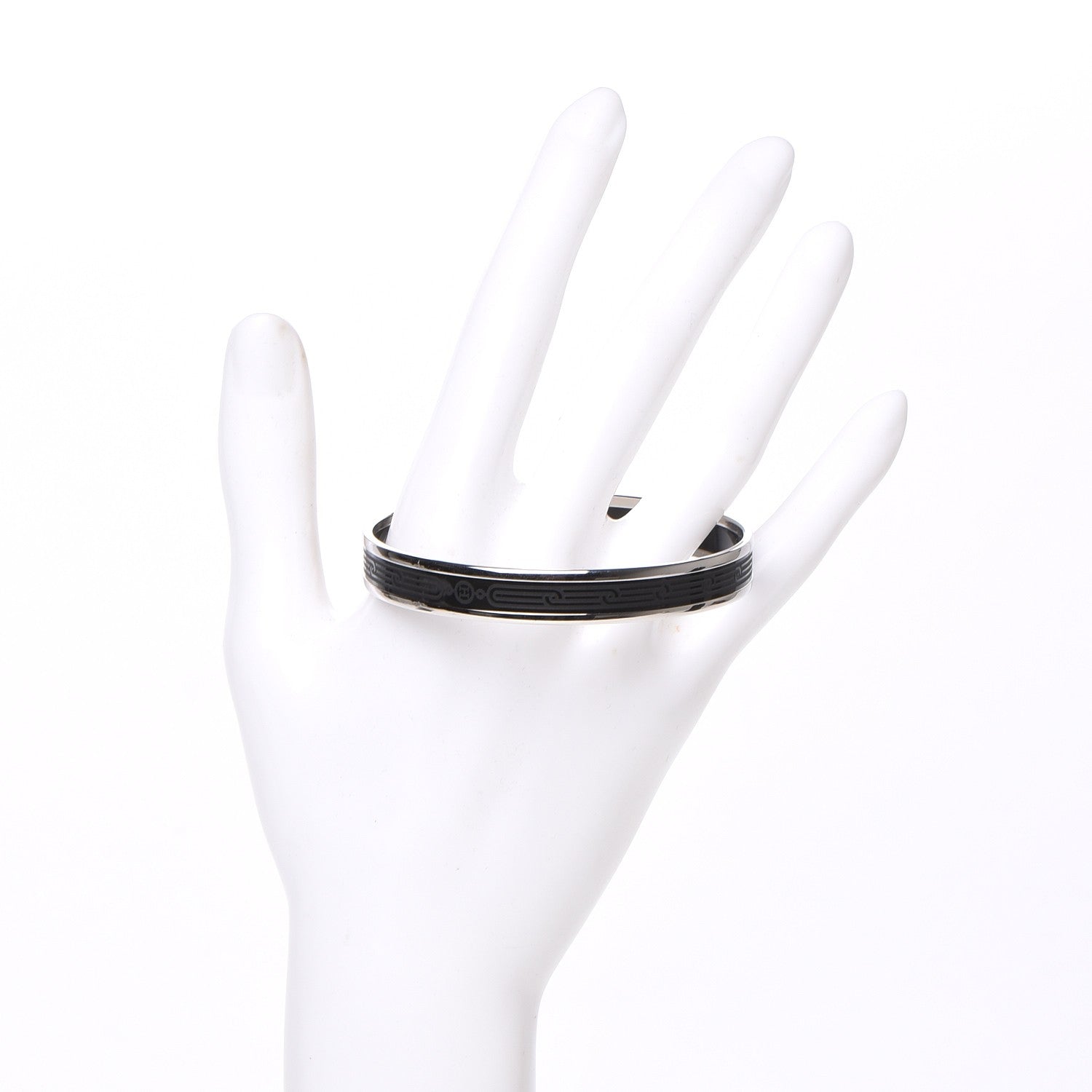 Hermes Enamel Printed Sellier Narrow Bracelet 65 Black 2 of 5