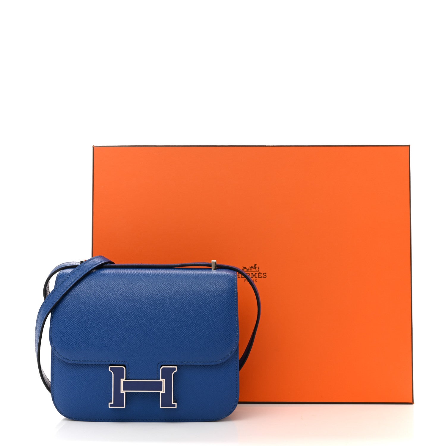 Hermes Epsom Enamel Constance 18 Bleu France 15 of 15