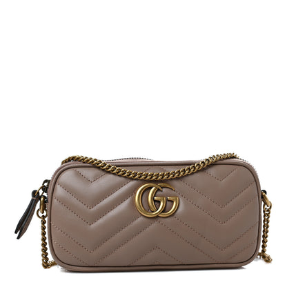 Gucci Calfskin Matelasse Mini GG Marmont Chain Crossbody Bag Porcelain Rose 1 of 10