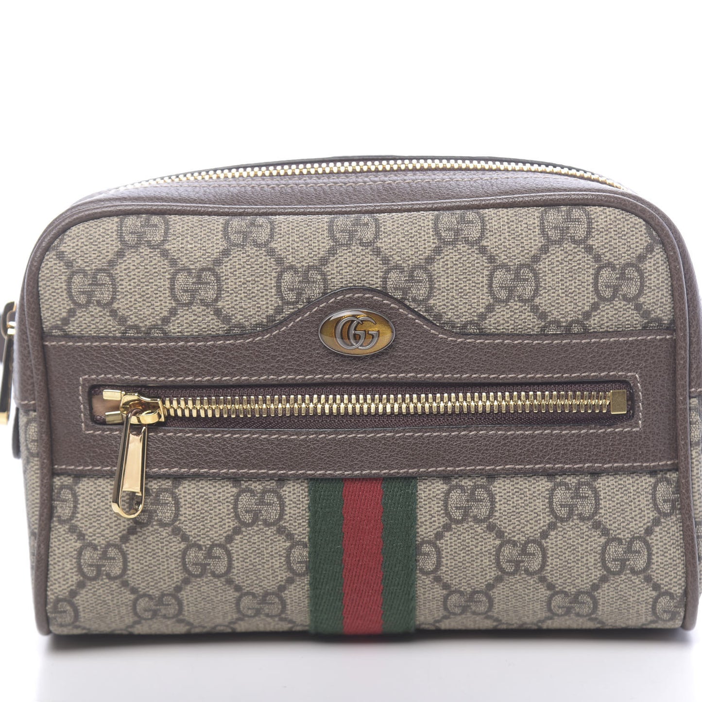 GG Supreme Monogram Web Small Ophidia Belt Bag 75 30 Dark Brown