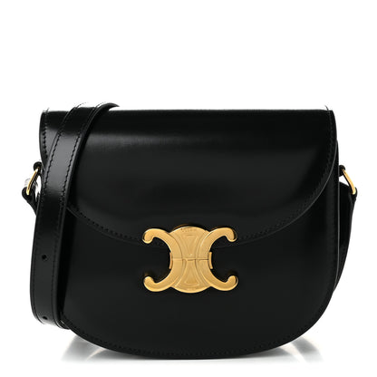 Celine Shiny Calfskin Besace Clea Triomphe Black 1 of 8