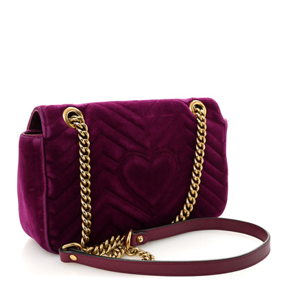 Gucci Velvet Matelasse Small GG Marmont Shoulder Bag Fuchsia Violet Cyclamen 3 of 13