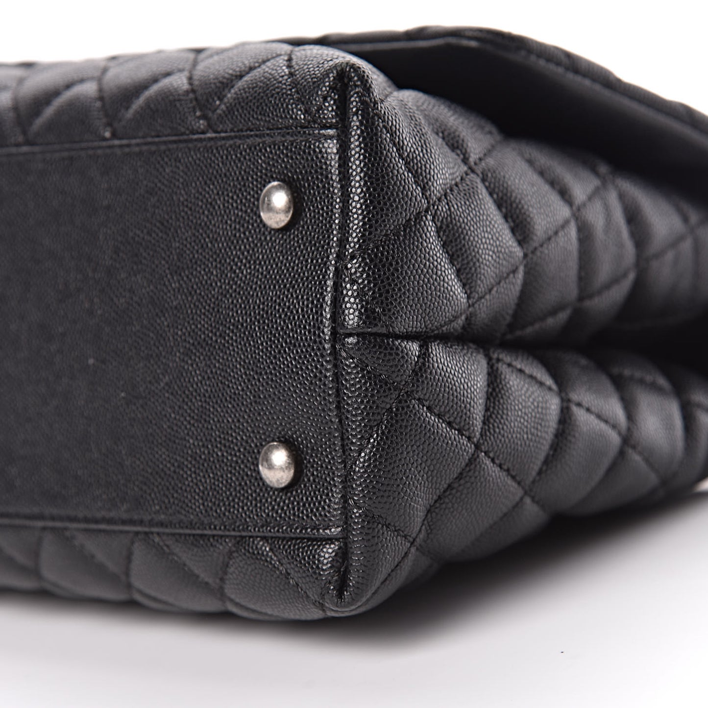 Caviar Lizard Quilted Small Coco Handle Flap Black