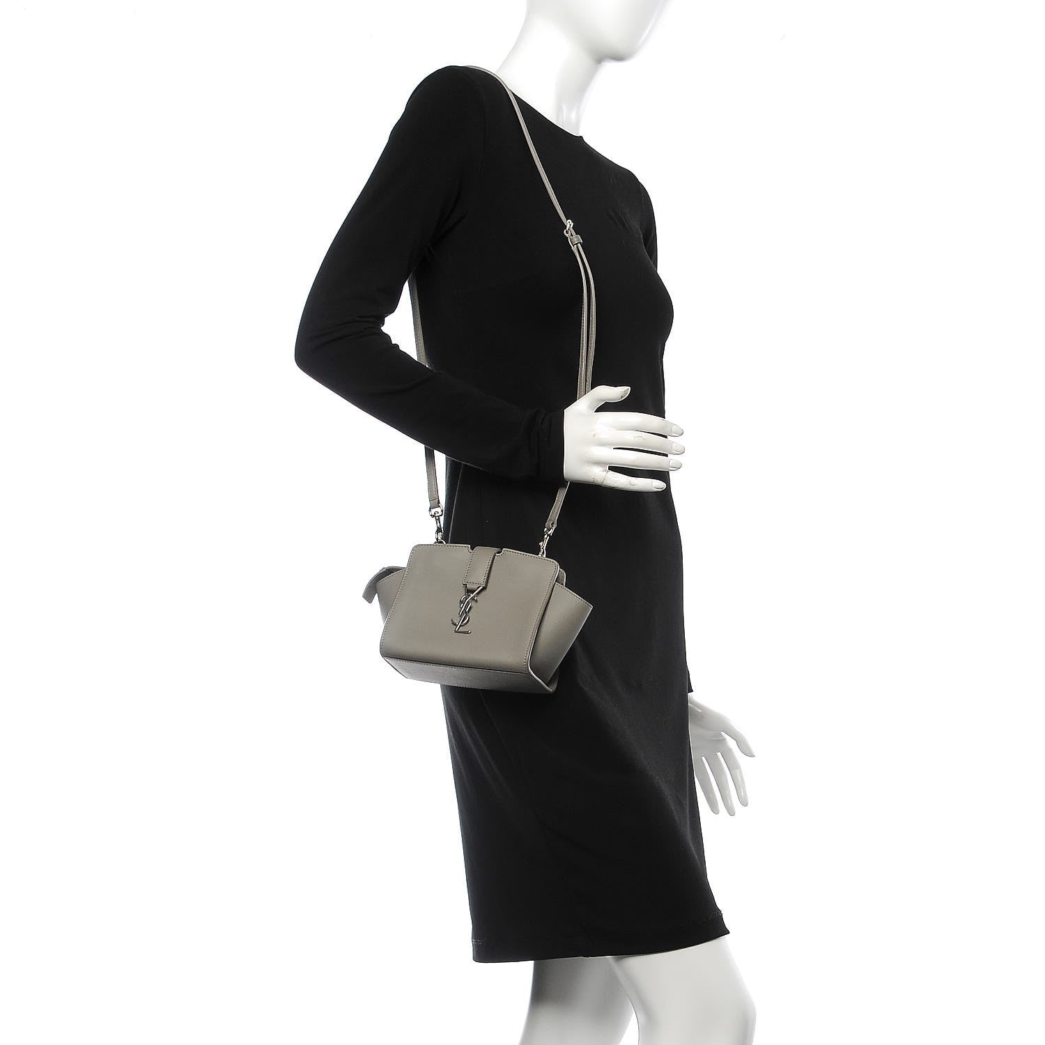Saint Laurent Calfskin Monogram Toy Cabas Fog 2 of 8