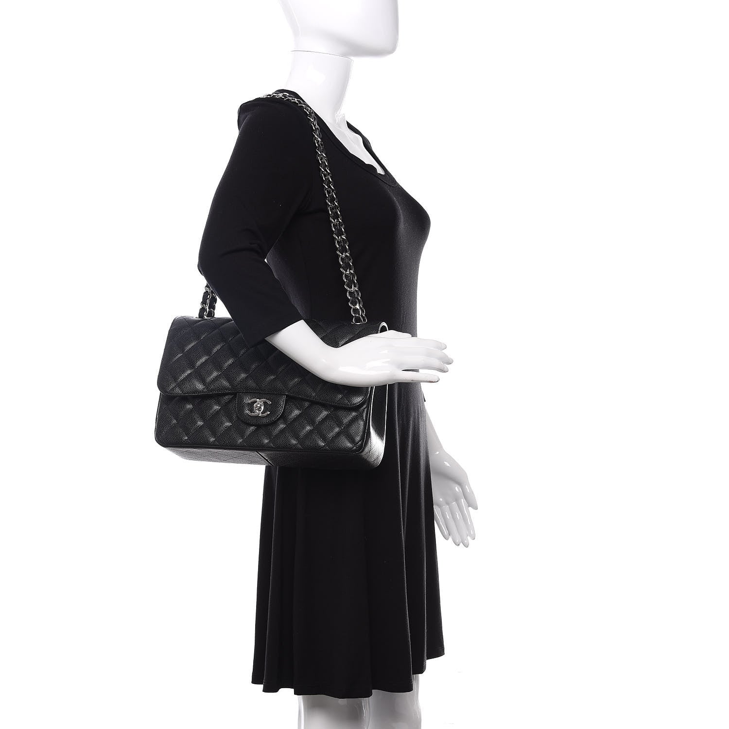 Chanel Caviar Quilted Jumbo Double Flap Black 2 of 12
