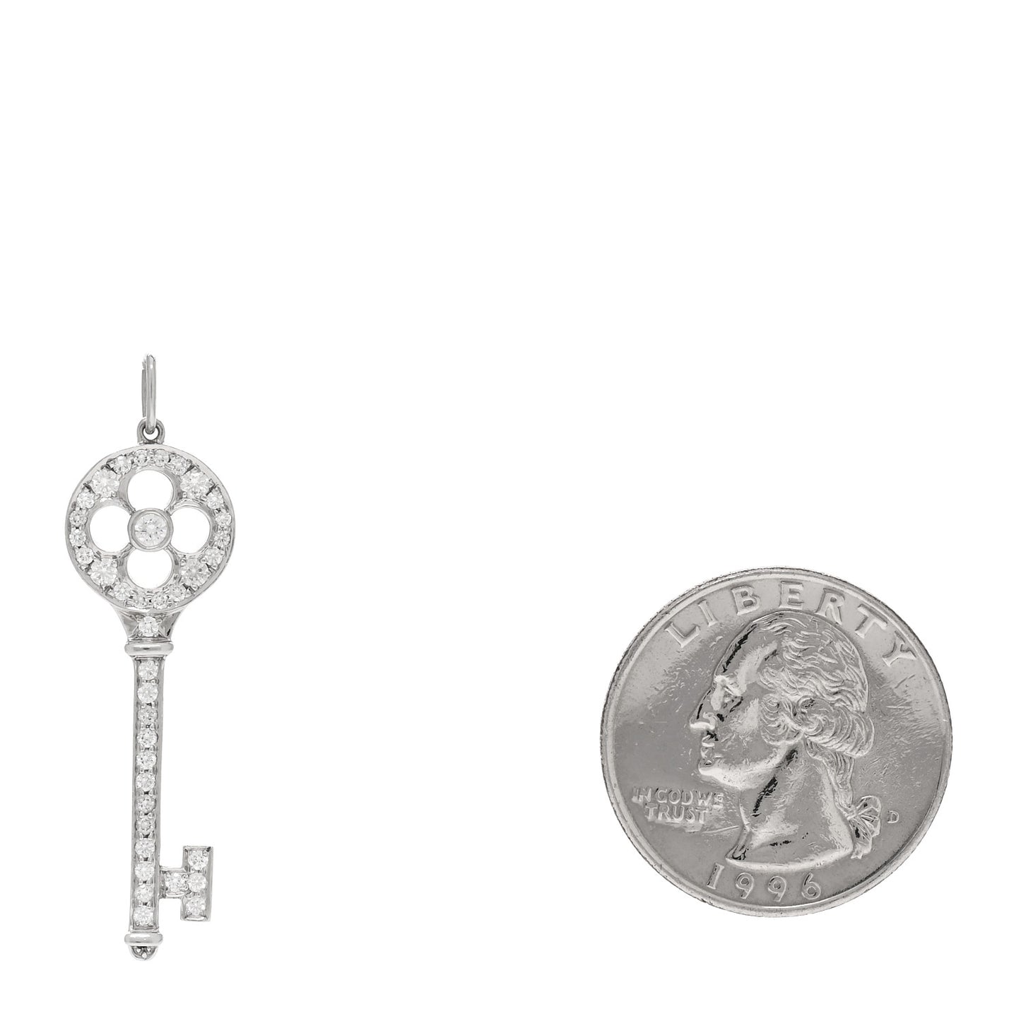 Platinum Diamond Quatrefoil Key Pendant