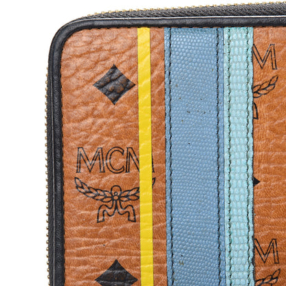 MCM Visetos Striped Zip Around Wallet Cognac 9 of 11