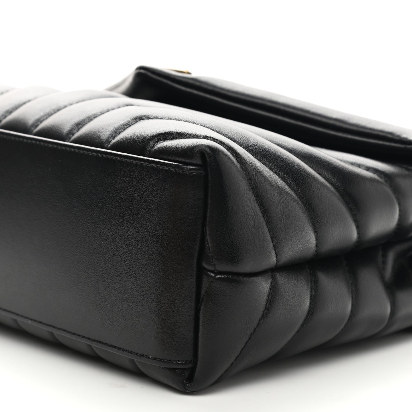 Calfskin Y Quilted Monogram Small Loulou Chain Satchel Black