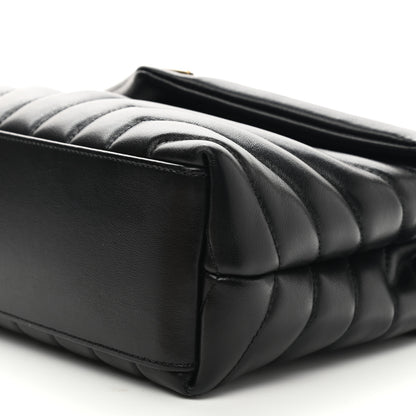 Saint Laurent Calfskin Y Quilted Monogram Small Loulou Chain Satchel Black 10 of 11