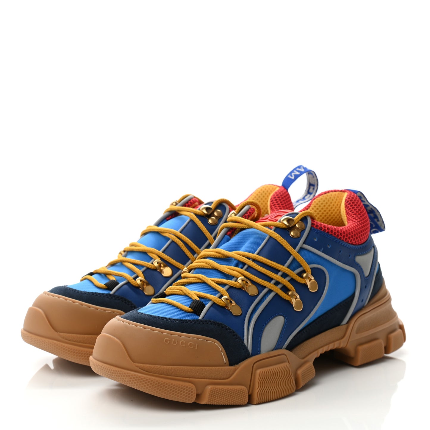 X SEGA Nylon Suede Calfskin Mens Flashtrek Sneakers 7 Bright Splash Poppy Marine Blue