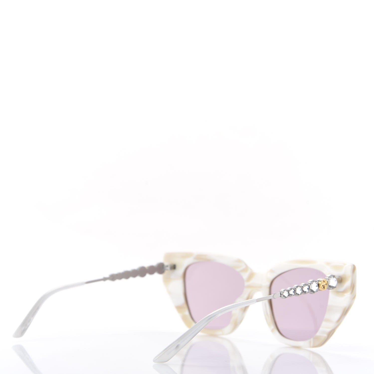 Gucci Crystal Embellished Cat Eye GG0641S Sunglasses White 4 of 7