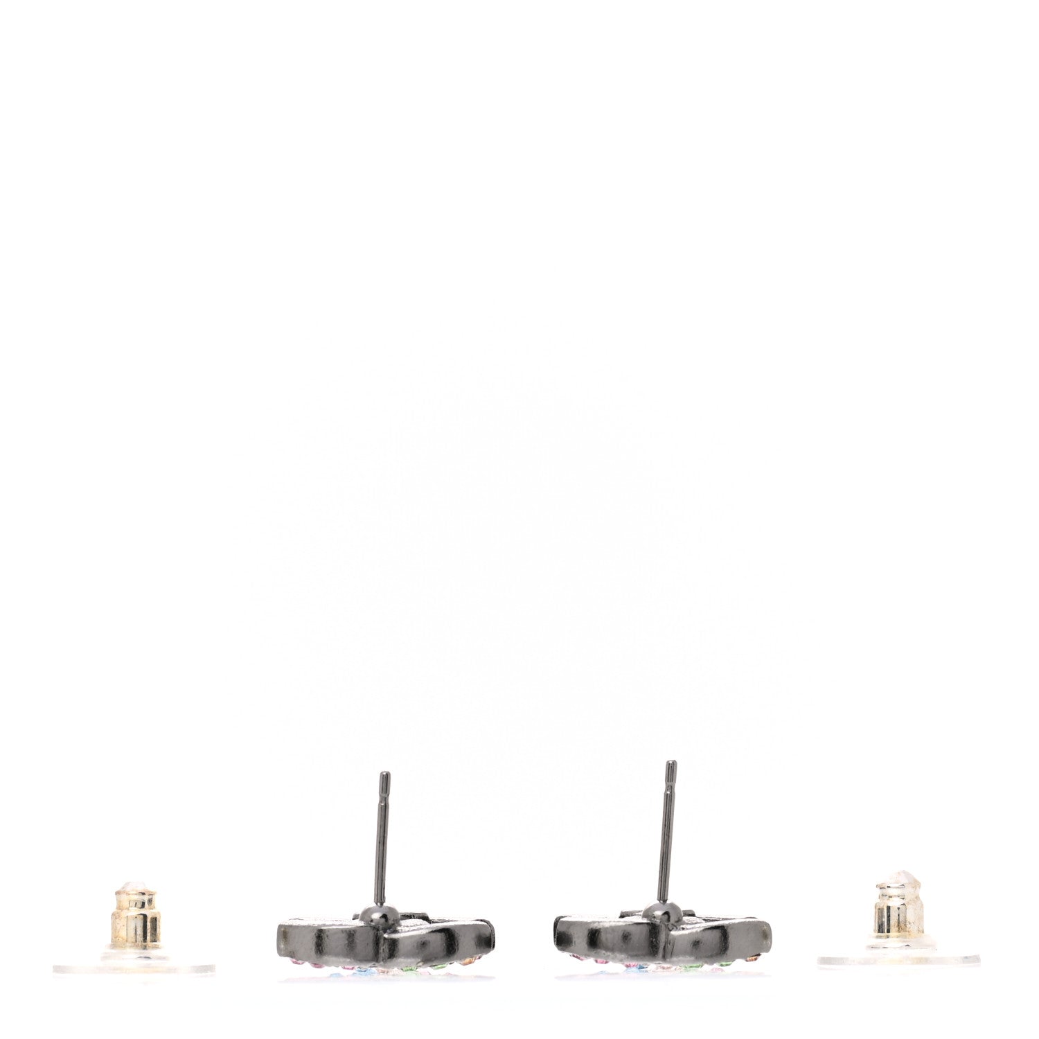 Chanel Ruthenium Crystal CC Earrings Multicolor 3 of 5