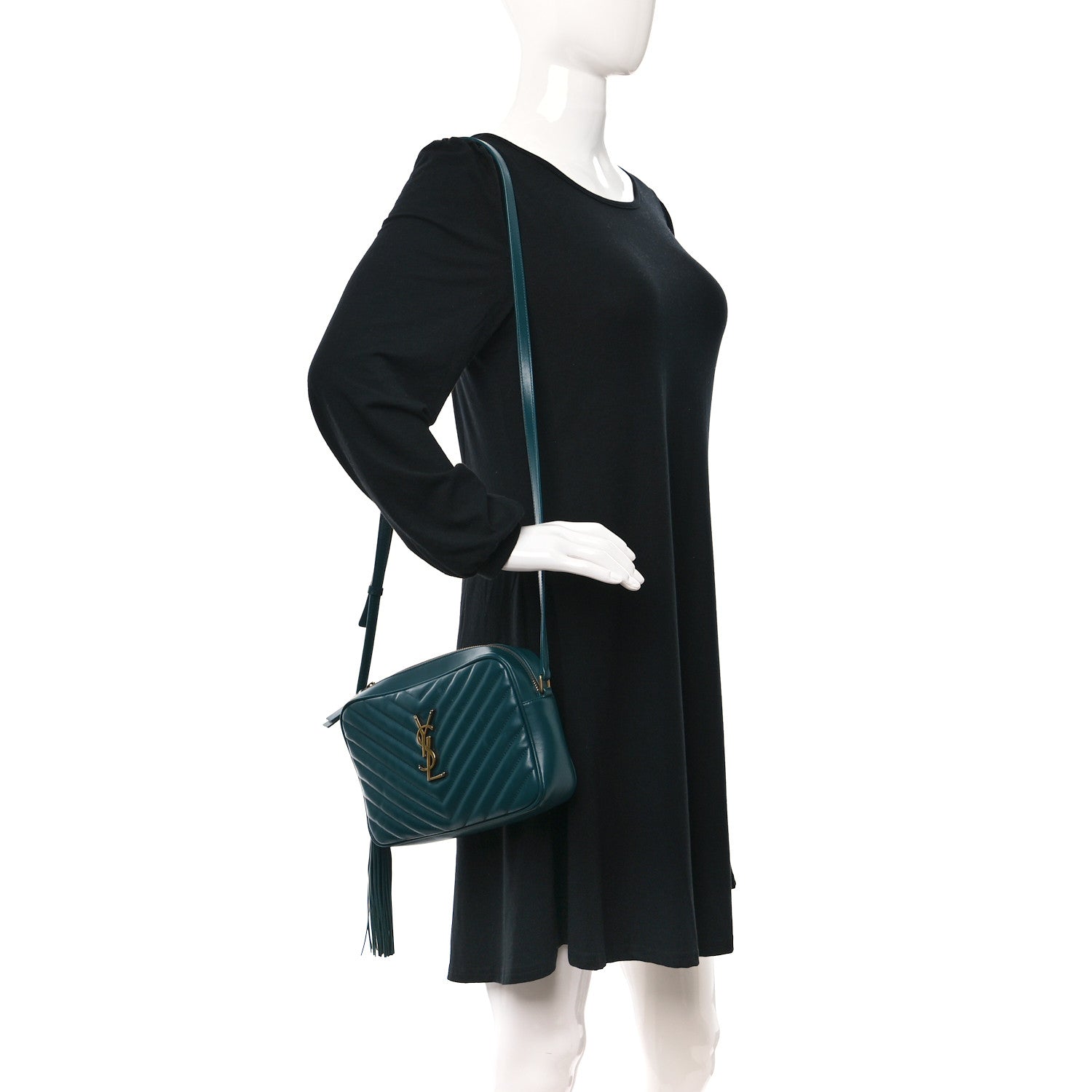 Saint Laurent Calfskin Matelasse Monogram Lou Camera Bag Turquoise 2 of 10