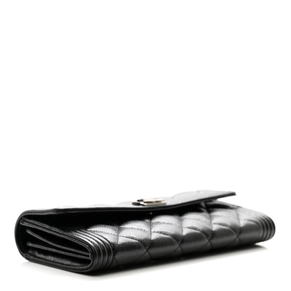 Chanel Caviar Quilted Large Boy Gusset Flap Wallet Black 4 of 10