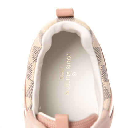 Louis Vuitton Suede Damier Azur Run Away Sneakers 38.5 Pink 7 of 9