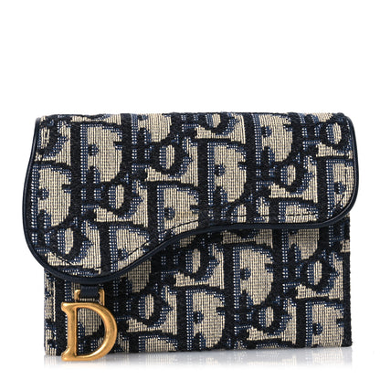 Christian Dior Oblique Saddle 5-Gusset Card Holder Blue 1 of 11