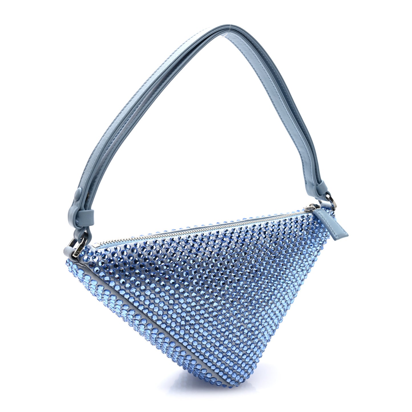 Satin Crystal Triangle Pouch Celeste