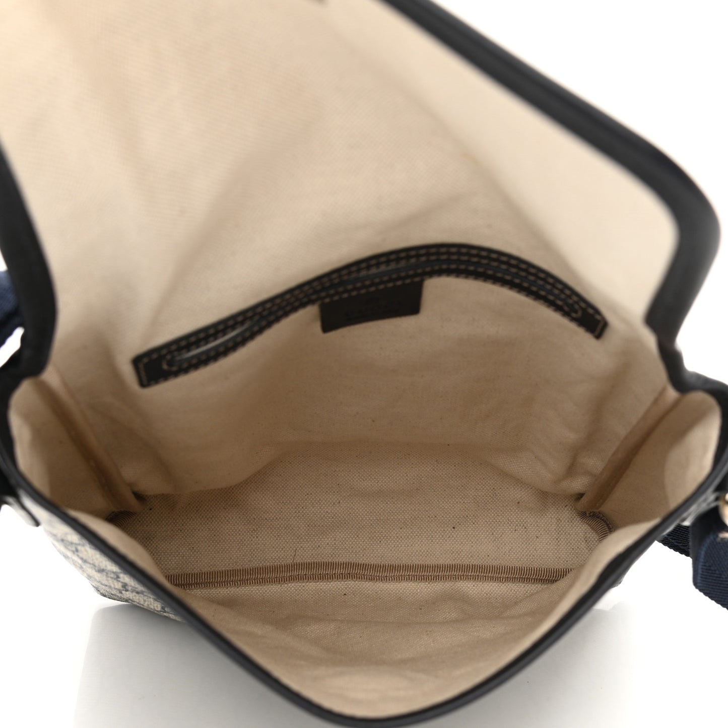 GG Plus Monogram Sellieria Calfskin Small Flap Messenger Bag Beige Blue