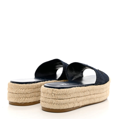 Prada Denim Logo Espadrilles Sandals 37 Blue 4 of 9