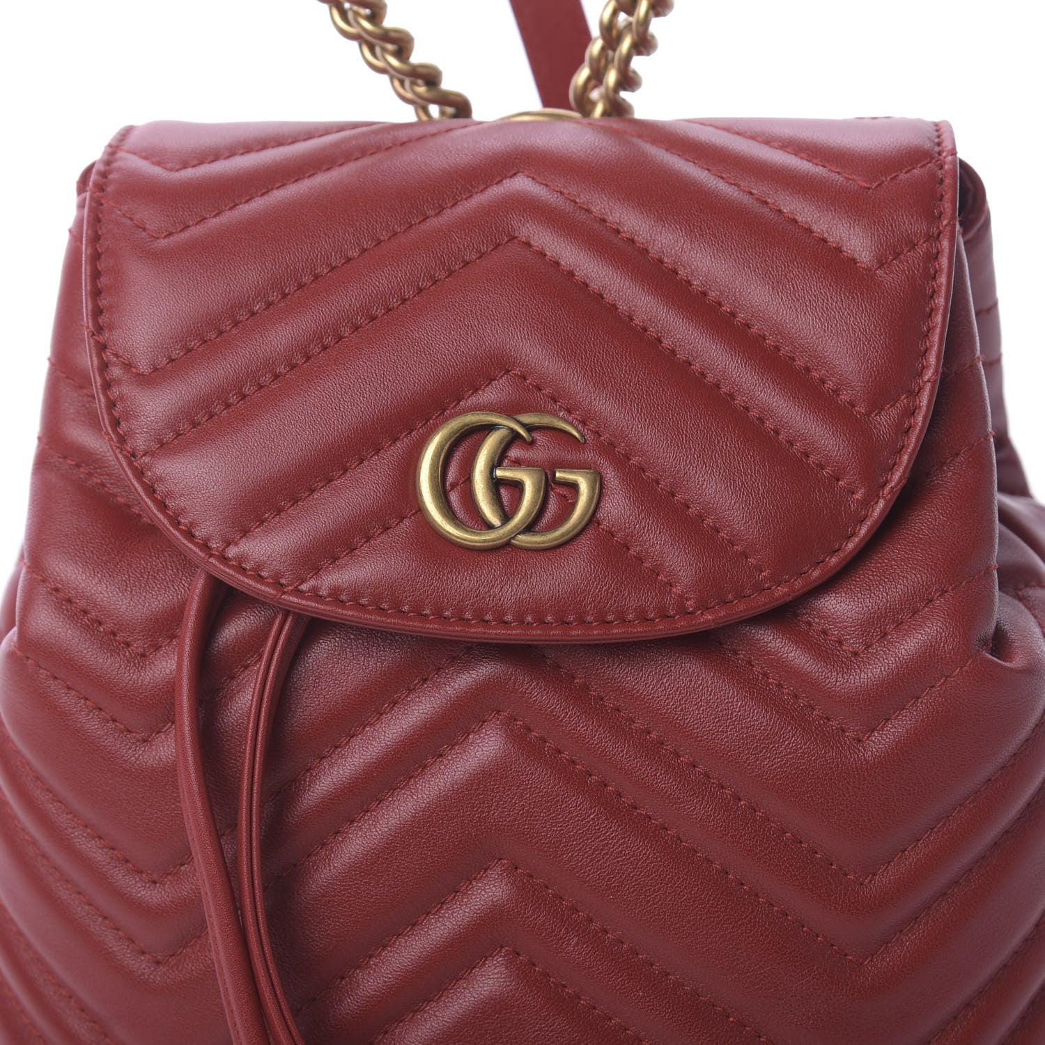 Gucci Calfskin Matelasse GG Marmont Flap Backpack Hibiscus Red 9 of 10