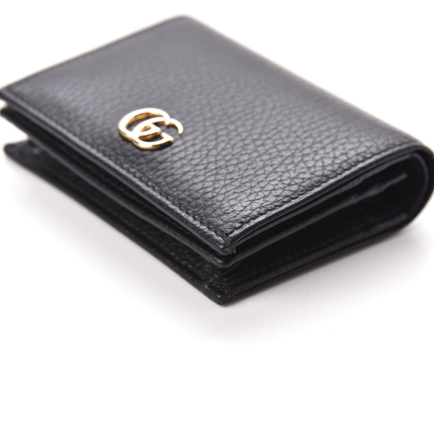 Pebbled Calfskin GG Marmont Card Case Black
